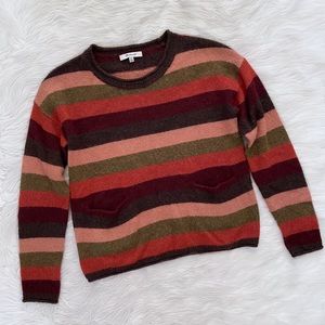 Madewell Stripe Pink Brown Alpaca Blend Sweater